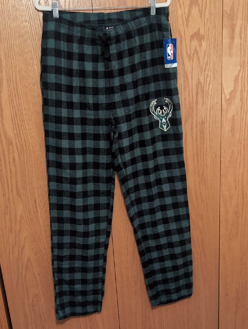 NBA Milwaukee Bucks Green and Black Plaid Men’s Pants